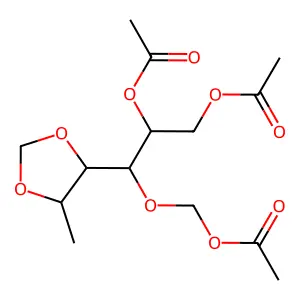 [2-Acetyloxy-3-(acetyloxymethoxy)-3-(5-methyl-1,3-dioxolan-4-yl)propyl] acetate structure