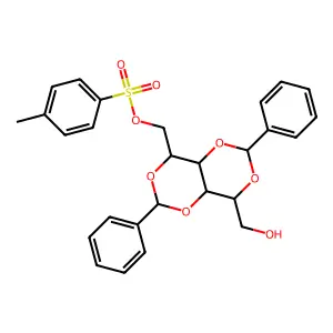 [8-(hydroxymethyl)-2,6-diphenyl-4,4a,8,8a-tetrahydro-[1,3]dioxino[5,4-d][1,3]dioxin-4-yl]methyl 4-methylbenzenesulfonate structure