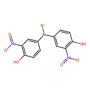 4-[Bromo-(4-hydroxy-3-nitrophenyl)arsanyl]-2-nitrophenol structure