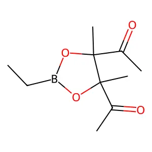 Ethanone, 1,1'-(2-ethyl-4,5-dimethyl-1,3,2-dioxaborolane-4,5-diyl)bis- structure
