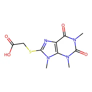 2-(1,3,9-trimethyl-2,6-dioxopurin-8-yl)sulfanylacetic acid structure