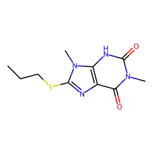 1,9-dimethyl-8-propylsulfanyl-3H-purine-2,6-dione structure
