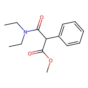 Methyl 2-(diethylcarbamoyl)-2-phenyl-acetate structure