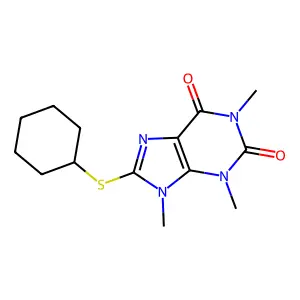 8-Cyclohexylsulfanyl-1,3,9-trimethylpurine-2,6-dione structure