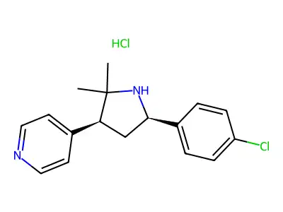 Pyridine, 4-(5-(4-chlorophenyl)-2,2-dimethyl-3-pyrrolidinyl)-, monohydrochloride, cis-(+-)- structure