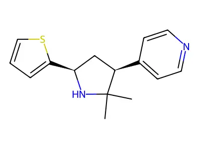 Pyridine, 4-(2,2-dimethyl-5-(2-thienyl)-3-pyrrolidinyl)-, cis-(+-)- structure