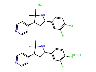 Pyridine, 4-(5-(3,4-dichlorophenyl)-2,2-dimethyl-3-pyrrolidinyl)-, hydrochloride (2:3), cis-(+-)- structure