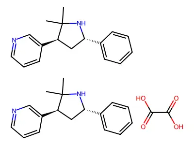 Oxalic acid--3-(2,2-dimethyl-5-phenylpyrrolidin-3-yl)pyridine (1/2) structure