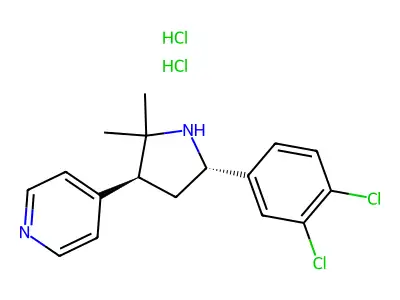 Pyridine, 4-(5-(3,4-dichlorophenyl)-2,2-dimethyl-3-pyrrolidinyl)-, dihydrochloride, trans-(+-)- structure