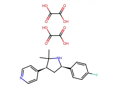 cis-(+-)-4-(2,2-Dimethyl-5-(4-fluorophenyl)-3-pyrrolidinyl)pyridine ethanedioate (1:2) structure