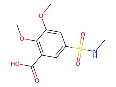 2,3-Dimethoxy-5-((methylamino)sulphonyl)benzoic acid structure