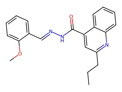 N-[(2-methoxyphenyl)methylideneamino]-2-propylquinoline-4-carboxamide structure