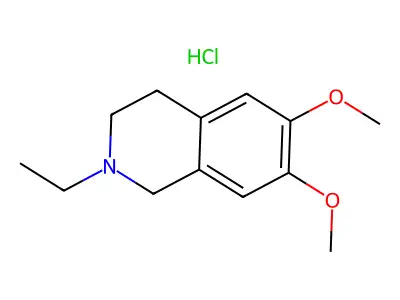 1,2,3,4-Tetrahydro-6,7-dimethoxy-2-ethylisoquinoline hydrochloride structure