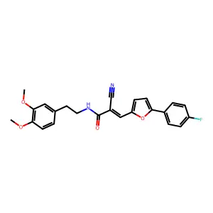 2-cyano-N-[2-(3,4-dimethoxyphenyl)ethyl]-3-[5-(4-fluorophenyl)furan-2-yl]prop-2-enamide structure