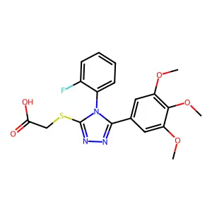 2-{[4-(2-fluorophenyl)-5-(3,4,5-trimethoxyphenyl)-4H-1,2,4-triazol-3-yl]sulfanyl}acetic acid structure