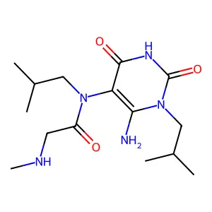 N-[6-amino-1-(2-methylpropyl)-2,4-dioxo-1,2,3,4-tetrahydropyrimidin-5-yl]-2-(methylamino)-N-(2-methylpropyl)acetamide structure