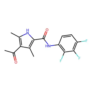 4-acetyl-3,5-dimethyl-N-(2,3,4-trifluorophenyl)-1H-pyrrole-2-carboxamide structure