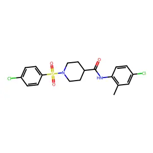 N-(4-chloro-2-methylphenyl)-1-(4-chlorophenyl)sulfonylpiperidine-4-carboxamide structure