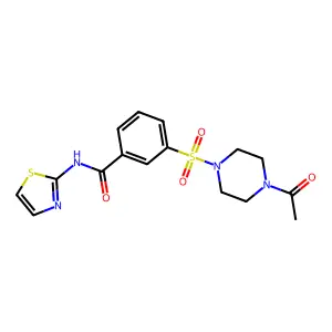 3-(4-acetylpiperazin-1-yl)sulfonyl-N-(1,3-thiazol-2-yl)benzamide structure