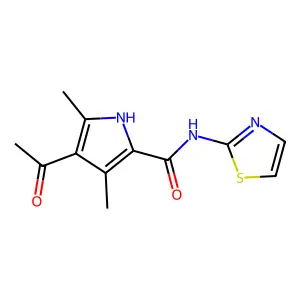 4-acetyl-3,5-dimethyl-N-(1,3-thiazol-2-yl)-1H-pyrrole-2-carboxamide structure