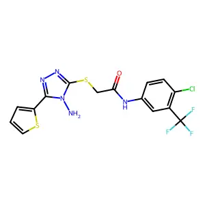 2-{[4-amino-5-(thiophen-2-yl)-4H-1,2,4-triazol-3-yl]sulfanyl}-N-[4-chloro-3-(trifluoromethyl)phenyl]acetamide structure