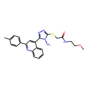 2-({4-amino-5-[2-(4-methylphenyl)quinolin-4-yl]-4H-1,2,4-triazol-3-yl}sulfanyl)-N-(2-methoxyethyl)acetamide structure