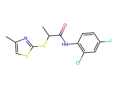 N-(2-chloro-4-fluorophenyl)-2-[(4-methyl-1,3-thiazol-2-yl)sulfanyl]propanamide structure
