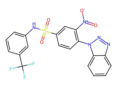 4-(benzotriazol-1-yl)-3-nitro-N-[3-(trifluoromethyl)phenyl]benzenesulfonamide structure