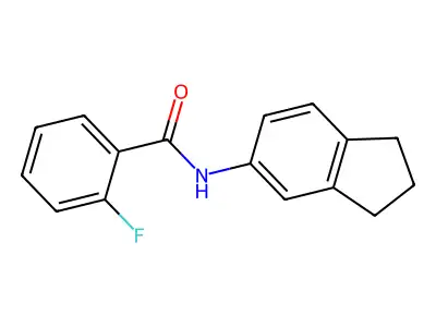 N-(2,3-dihydro-1H-inden-5-yl)-2-fluorobenzamide structure