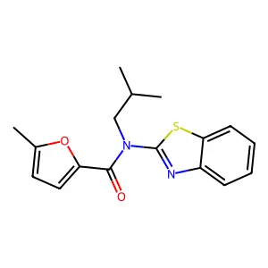 N-(1,3-benzothiazol-2-yl)-5-methyl-N-(2-methylpropyl)furan-2-carboxamide structure