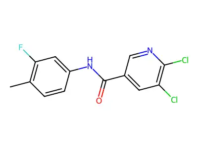 5,6-dichloro-N-(3-fluoro-4-methylphenyl)pyridine-3-carboxamide structure
