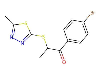 1-(4-Bromophenyl)-2-((5-methyl-1,3,4-thiadiazol-2-yl)thio)propan-1-one structure