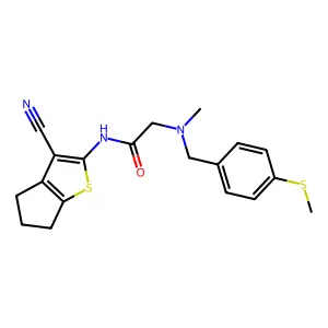 N-(3-Cyano-5,6-dihydro-4H-cyclopenta[b]thiophen-2-yl)-2-(methyl(4-(methylthio)benzyl)amino)acetamide structure