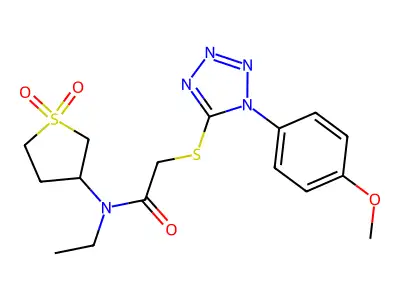 N-(1,1-dioxothiolan-3-yl)-N-ethyl-2-[1-(4-methoxyphenyl)tetrazol-5-yl]sulfanylacetamide structure