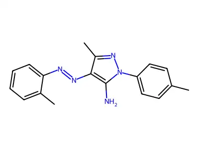 3-methyl-1-(4-methylphenyl)-4-[2-(2-methylphenyl)hydrazin-1-ylidene]-4,5-dihydro-1H-pyrazol-5-imine structure