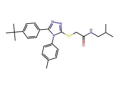 2-[[5-(4-tert-butylphenyl)-4-(4-methylphenyl)-1,2,4-triazol-3-yl]sulfanyl]-N-(2-methylpropyl)acetamide structure