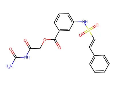 [2-(carbamoylamino)-2-oxoethyl] 3-[[(E)-2-phenylethenyl]sulfonylamino]benzoate structure