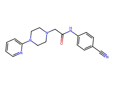 N-(4-cyanophenyl)-2-(4-pyridin-2-ylpiperazin-1-yl)acetamide structure