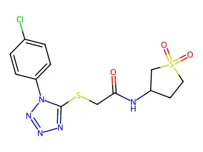 2-[1-(4-chlorophenyl)tetrazol-5-yl]sulfanyl-N-(1,1-dioxothiolan-3-yl)acetamide structure