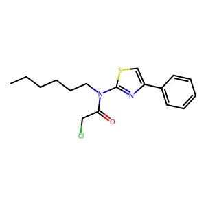 2-chloro-N-hexyl-N-(4-phenyl-1,3-thiazol-2-yl)acetamide structure