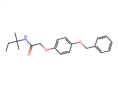 N-(2-methylbutan-2-yl)-2-(4-phenylmethoxyphenoxy)acetamide structure