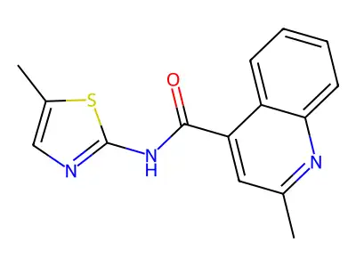 2-methyl-N-(5-methyl-1,3-thiazol-2-yl)quinoline-4-carboxamide structure
