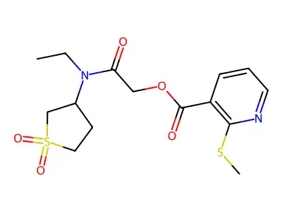[2-[(1,1-dioxothiolan-3-yl)-ethylamino]-2-oxoethyl] 2-methylsulfanylpyridine-3-carboxylate structure