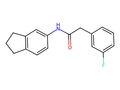 N-(2,3-dihydro-1H-inden-5-yl)-2-(3-fluorophenyl)acetamide structure