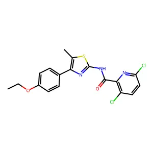 3,6-dichloro-N-[4-(4-ethoxyphenyl)-5-methyl-1,3-thiazol-2-yl]pyridine-2-carboxamide structure