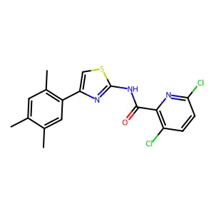 3,6-dichloro-N-[4-(2,4,5-trimethylphenyl)-1,3-thiazol-2-yl]pyridine-2-carboxamide structure