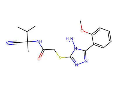 2-{[4-amino-5-(2-methoxyphenyl)-4H-1,2,4-triazol-3-yl]sulfanyl}-N-(1-cyano-1,2-dimethylpropyl)acetamide structure