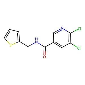 5,6-dichloro-N-(thiophen-2-ylmethyl)pyridine-3-carboxamide structure
