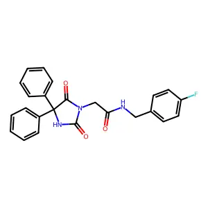 2-(2,5-dioxo-4,4-diphenylimidazolidin-1-yl)-N-[(4-fluorophenyl)methyl]acetamide structure