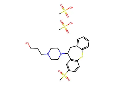 1-Piperazinepropanol, 4-(10,11-dihydro-8-(methylsulfonyl)dibenzo(b,f)thiepin-10-yl)-, methanesulfonate, hydrate (1:2:1) structure